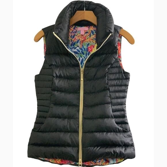 Lilly Pulitzer Women’s Allie Puffer Black Vest - Picture 1 of 6